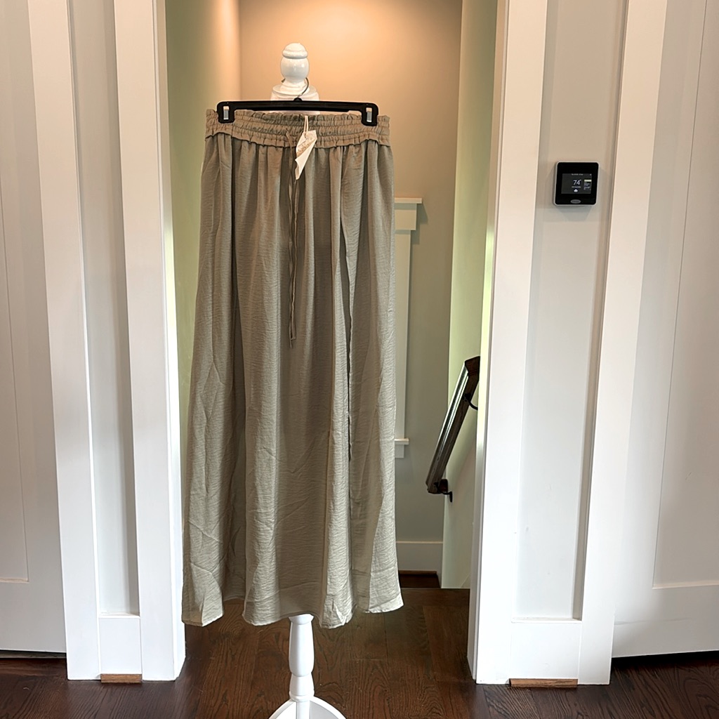 Olive Green Skirt With Side Slit